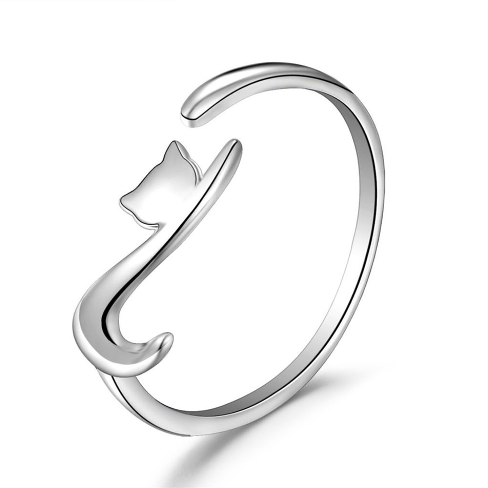 A Cute Cat Wrap ring Adjustable 925 Sterling Silver Ring Best Seller GIFT Kitten